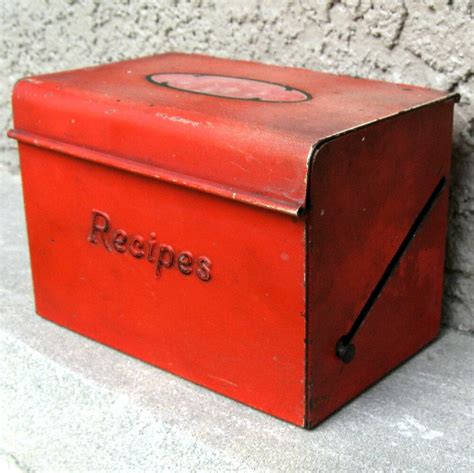 Vintage Metal Recipe Box 